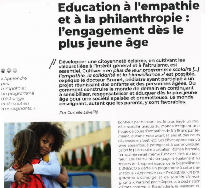 Décembre 2022 – « Education à l’empathie et à la philanthropie : l’engagement dès le plus jeune âge », ImpactMedia, n°1.